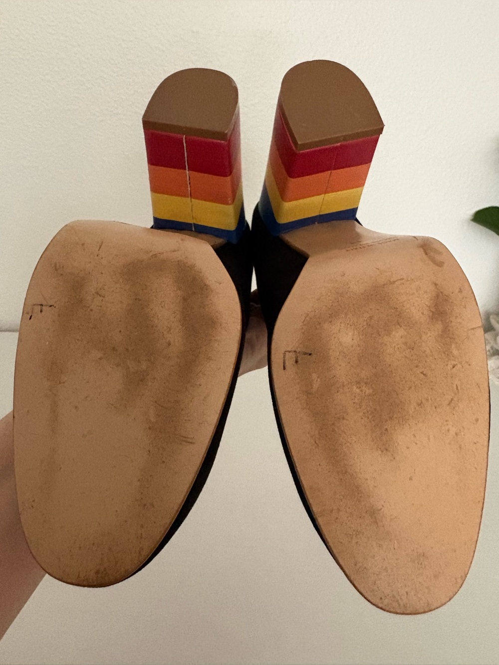United Colors Of Benetton Black Suede Pumps with Multicolor Block Heel - Picture 11 of 15